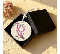 LOVE Ceramic Hanging Sign - Romantic Gift for Her, Valentine's Day Anniversary Present, White Heart Wall Decor with Black Gift Box, Home Decor for Girlfriend Wife