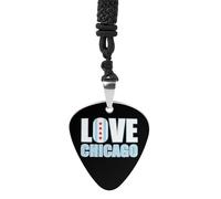 Love Chicago Guitar Picks Necklace Bass Pick Pendant Vintage R&B Steel Music Jewelry for Music Lovers