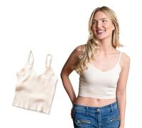 Love Classic Crop Tops for Women | Ribbed Sleeveless Knitted Womens Vest Tops for Casual Everyday Wear | Colour Ivory - Medium