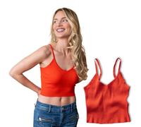 Love Classic Crop Tops for Women | Ribbed Sleeveless Knitted Womens Vest Tops for Casual Everyday Wear | Colour Bright Orange - Medium