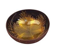 Love Coco - Large Gold Coconut Bowl, Organic Coconut Bowl for Smoothies, Fruits, Cereal & Salads with Food-Safe Lacquer Inside - Decorative Bowl for Decor (Gold/Yellow)