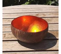 Love Coco - Large Vintage Orange Coconut Bowl, Natural Coconut Fruit Bowl for Smoothies, Cereal, Salad & Decorative Purposes, with Food-Safe Lacquer Inside