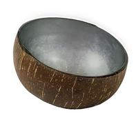 Love Coco - Large Vintage Silver Coconut Bowl, Natural Coconut Fruit Bowl for Smoothies, Cereal, Salad & Decorative Purposes, with Food-Safe Lacquer Inside