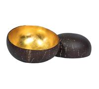 Love Coco - Medium Vintage Gold Coconut Bowl, Natura Acai Bowl for Smoothies, Cereal, Salad & Decorative Purposes, with Food-Safe Lacquer Inside