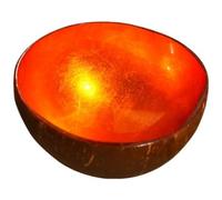 Love Coco - Medium Vintage Orange Coconut Bowl, Natural Coconut Salad Bowl for Smoothies, Cereal, Fruit & Decorative Purposes, with Food-Safe Lacquer Inside
