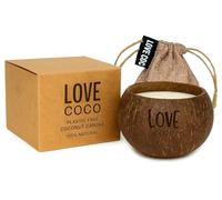 Love Coco - Premium Coconut Fragrance, Soy Wax Candle in a Resuable Natural Coconut Shell Bowl | Citronella Scented Candle with Wood Wick | Sustainable, Natural, Home Decor (Single Wooden Wick Candle)