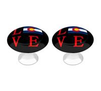 Love Colorado State Flag 2 Pack Cabinet Pulls Stainless Steel Kitchen Cabinet Knobs Round Dresser Drawer Knobs