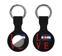 Love Colorado State Flag Trendy GPS Cases Holder with Key Chain Ring Portable Protective Covers Compatible with Airtag