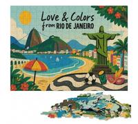 Love & Colors from Rio De Janeiro Wooden Puzzle Gift, Adults, 1000 Pieces | Christmas puzzle gift for adults: home hobby for puzzle fans alone or together.