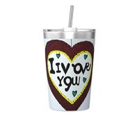 Love Confessions Printing conical Straw Thermos Cup, Insulated Straw Cup, Perfect for Gym use or Taking with You