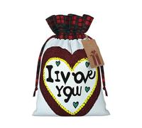 Love confessions S Christmas Drawstring Gift Bags, Rustic Linen Tartan Pouches with Tags for Wedding Party Favours