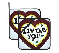 Love Confessions Set Of 2 Pot Holders, Kitchen Potholder Set, 8 X 8 Inches, #Perfect For Everyday Baking And Cooking.