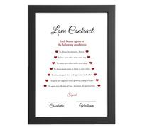Love Contract Romantic Personalised Gift Print for Her, Him, Valentine's Day, Anniversaries, Birthdays, Christmas, Weddings - From Wife, Husband, Boyfriend, Girlfriend - A Special Love Gift