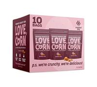 LOVE CORN BBQ Crunchy Corn Snack 45g x 10 Bags - Healthy Snacks Ideal for Gluten Free & Vegan Diets - Low Sugar Alternative for Crisps, Mixed Nuts & Pretzels - Perfect To Graze On