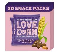 LOVE CORN Milk Chocolate & Sea Salt Crunchy Corn Snack 15g x 30 Bags - Multipack Snacks Ideal for Gluten Free Diets - Gift - Perfect To Graze On