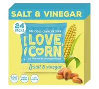 LOVE CORN Salt & Vinegar Crunchy Corn Snack 20g x 24 Bags - Healthy Snacks Ideal for Gluten Free & Vegan Diets - Low Sugar Alternative for Crisps, Mixed Nuts & Pretzels - Perfect To Graze On