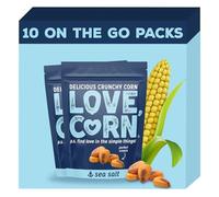 LOVE CORN Sea Salt Crunchy Corn Snack (10 x 45g) - High Fibre & Healthy, High Oleic Sunflower Oil, Gluten-Free, Vegan, Kosher, Low Sugar Crisps Alternative, Plant Based Graze, On-The-Go Snacks, UK