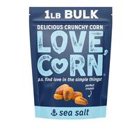 LOVE CORN Sea Salt Crunchy Corn Snack | 450g Bag | Kosher, Vegan, Gluten-Free | Low Sugar, Low Calorie, 3 Ingredients | Alternative for Crisps, Mixed Nuts & Popcorn | Perfect Healthy Graze | UK Made
