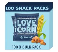 LOVE CORN Sea Salt Crunchy Corn Snack | Bulk Pack 100 x 20g Bags | Kosher, Vegan, Gluten-Free | Simple Ingredients, Low Calories, Low Sugar | Graze Alternative for Crisps, Mixed Nuts & Popcorn | UK