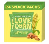 LOVE CORN Sour Cream & Chive Crunchy Corn Snack | 24 x 20g Bags | Kosher, Vegan, Gluten-Free | Simple Ingredients, Low Calorie, Low Sugar | Great For Lunchbox & On The Go | Healthy Graze | UK Made