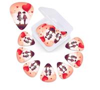 Love Couple Guitar Picks Set of 12 with Custom Organizer Storage Box, Guitar Accessories, Ukulele for Acoustic Guitar, Bass, Valentine's Day Gift