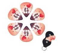 Love Couple Guitar Picks Set of 6 with Storage Box Personalized Guitar Organizer for Men Women Guitar Accessory Ukulele for Acoustic Guitar Bass