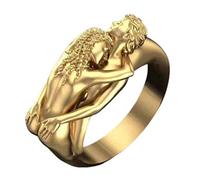 Love Couple Hug Ring Gold/silver Color Exaggerated Figure Men And Women Series Ring Fashion Lover Valentine's Gift Wedding Jewelry