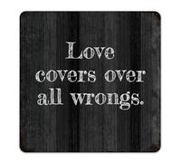 Love Covers over All Wrongs Personalized Metal Signs Outdoor Rustic Terrace Wall Art Plaques Home Decor Metal Plaque for Restaurants Backyard Front Door 12x12 Inch