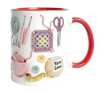 Love Crocheting 3D Effect Mug, 400ml Knitting and Sewing 2D Ceramic Coffee Mug for Women, Mom, Yarn Love Craft Drinking Cup Gifts for Crochet Lover, Anniversary, Birthday, Mother’s Day, Festival