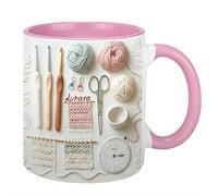Love Crocheting Personalized Accent Mug, Crocheting Women Coffee Cup, Personalized Knitting Mugs, Celebrate Your Yarn Love with Yarns Balls and Crochet Hooks