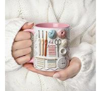 Love Crocheting Personalized Accent Mug, Custom Yarn Hooks Knitting Tools Drinking Cup with Names, Crochet Lovers Holiday Coffee Mugs, Mother's Day Birthday Gifts for Crocheting Mom Grandma Wife