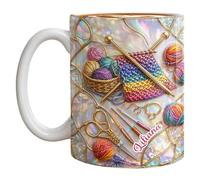 Love Crocheting Themed Mug, Ergonomic Comfort-Grip Handle, 350ML, Novelty Knitting Mug, Ceramic Drinking Coffee Cup, Heat-Resistant Material Design, for Cappuccino Milk Coffee