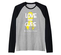 Love Cure Hope Yellow Ribbon Sarcoma Cancer Awareness Raglan Baseball Tee