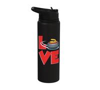 Love Curling Stone Sweep Team Winter Sport Stainless Steel Insulated Water Bottle