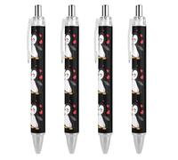 Love Cute Animal Penguins Retractable Ballpoint Pen Black Ink Ball Point Pen Work Pens 4 PCS