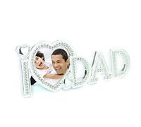 Love Dad Photo Frame 3" x 3" Silver Metal with Diamond Fathers Day Birthday Christmas Gift