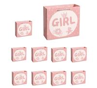 Love de LaVie 10 Pcs Baby Girl Paper Gift Bags for Baby Shower, Gender Reveal Medium and Large Luxury Paper Present Bags with Handles (Large)