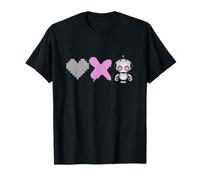 Love Death Robots - Pink Pixel Heart, X and cute Robot T-Shirt