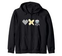 Love Death Robots - yellow Pixel Heart, X and cute Robot Zip Hoodie