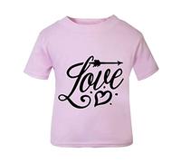 Love Decorated Word with Arrow and Heart (Romantic Quotes for Couples, Anniversary) Short Sleeve Cotton Toddler t Shirt, 2-3 Years, Pastel Pink