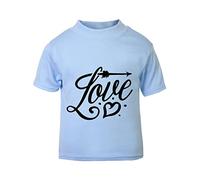Love Decorated Word with Arrow and Heart (Romantic Quotes for Couples, Anniversary) Short Sleeve Cotton Toddler t Shirt, 3-4 Years, Pastel Blue