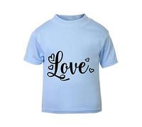 Love Decorated Word with Hearts (Romantic Quotes for Couples, Anniversary) Short Sleeve Cotton Toddler t Shirt, 3-4 Years, Pastel Blue