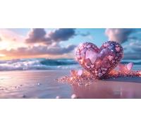 Love Diamond Art Kits Adults,5D Diamond Painting Beach 2026 Design New,Round Full Drill Crystal Art Kit,DIY Cross Stitch Painting Set for Gifts and Christmas Living Home Room Decor 40 x 70 cm Z-1097