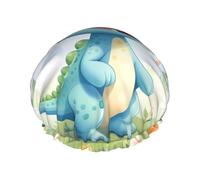 Love Dinosaur Double layer women's shower cap, reusable, large size design suitable for all hair lengths, suitable for girls, spa and home salon use.