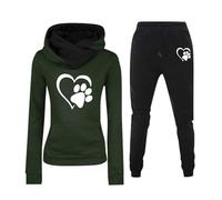 Love Dog Paw 3D Print Women's Outfit Dog Mom Pattern Hoodie Sweatpants 2 Piece Tracksuit Set Casual Streetwear