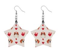 Love Dog Wooden Earrings for Women, Vintage Elegant Wood Jewelry, Lightweight Earrings for Wedding, Party, Everyday Jewelry Gift, Circular, Wood, wood