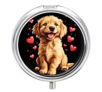 Love Dogs Labrador Retriever Pill Organizer Round Pill Box Travel Pill Case Medicine Organizer for Pocket Purse