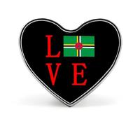 Love Dominica Flag Cute Heart Badge for Women Men Novelty Funny Brooches Pins for Shirts Bags Hats
