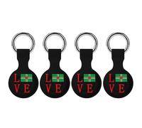 Love Dominica Flag Trendy GPS Cases Holder with Key Chain Ring Portable Protective Covers Compatible with Airtag