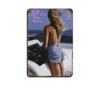 Love Don't Pay The Bills Retro Poster Metal Tin Sign Chic Art Retro Iron Painting Bar People Cave Cafe Family Garage Poster Wall Decoration 8x12inch(20x30cm)